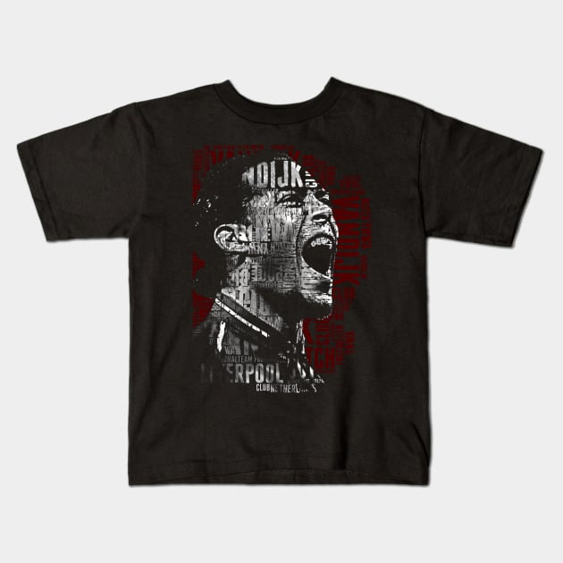 virgil van dijk text art Kids T-Shirt by BAJAJU